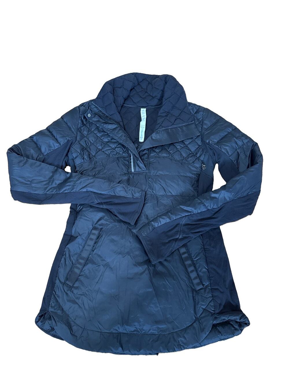 Lululemon What The Fluff Puffer Jacket Women 6 Black Goose Down Fill Quilted